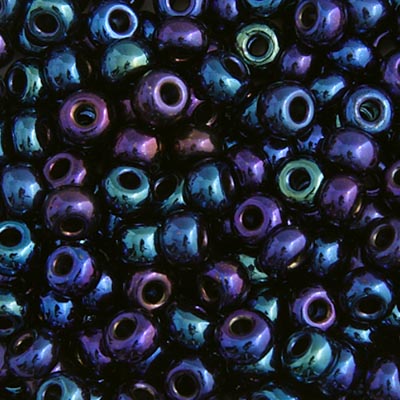 Czech Glass Seed Beads 6/0 Iris Opaque Navy
