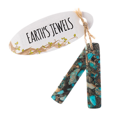 John Bead Earth S Jewels SP Rec Pendant 2pc turq