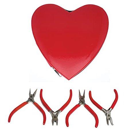 4-Piece Set Heart-Shaped Carrying Case Included – Tools for Jewelry Making