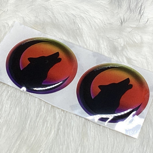 Wolf howling epoxy cabs 1 inch