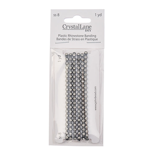 Rhinestone Banding 1yd 1row ss8 Black Casing/ Crystal