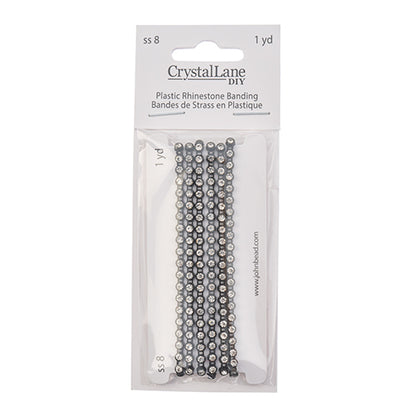 Rhinestone Banding 1yd 1row ss8 Black Casing/ Crystal