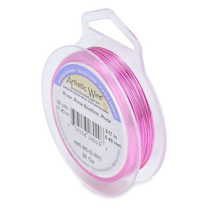 Artistic Wire Silver Plate Rose Pink 26 Gauge 43075 Round Shiny