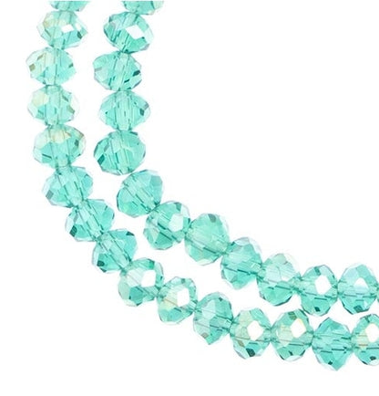 Rondelle 2 Strand 7in (apx78pcs) 4x6mm Transparent Dark Green AB