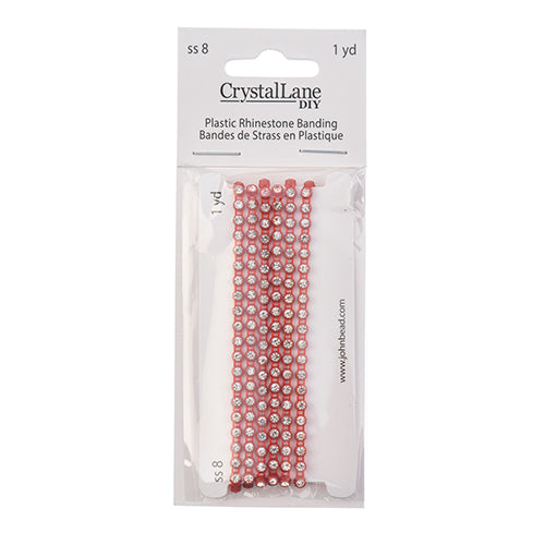 Rhinestone Banding 1yd 1row ss8 Red Casing/ Crystal