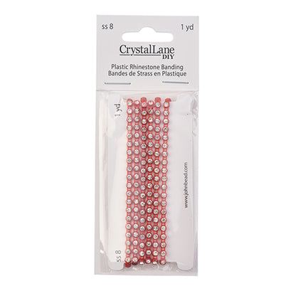 Rhinestone Banding 1yd 1row ss8 Red Casing/ Crystal