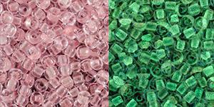 11/0 toho Glow inb the dark pink/green