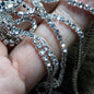 white Crystal rhinestone on silver