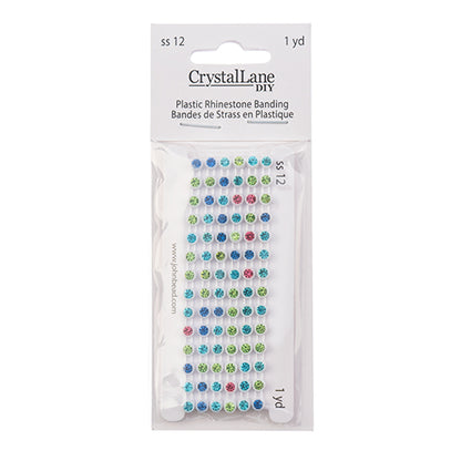 Rhinestone Banding 1yd 1row ss12 White Casing/ Light Multi