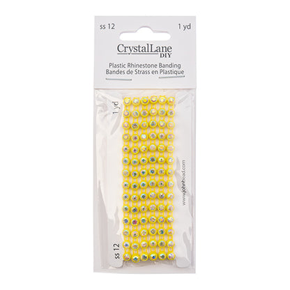 Rhinestone Banding 1yd 1row ss12 Lemon Casing/ Crystal AB