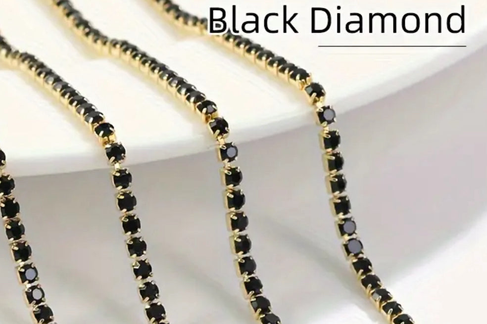 2mm black rhinestone chain