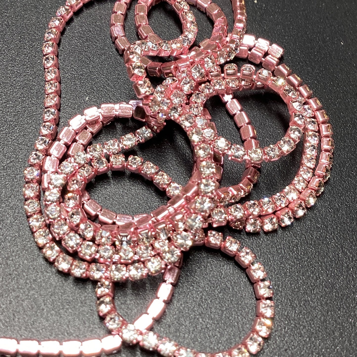 Rose gold Rhine stone on silver
