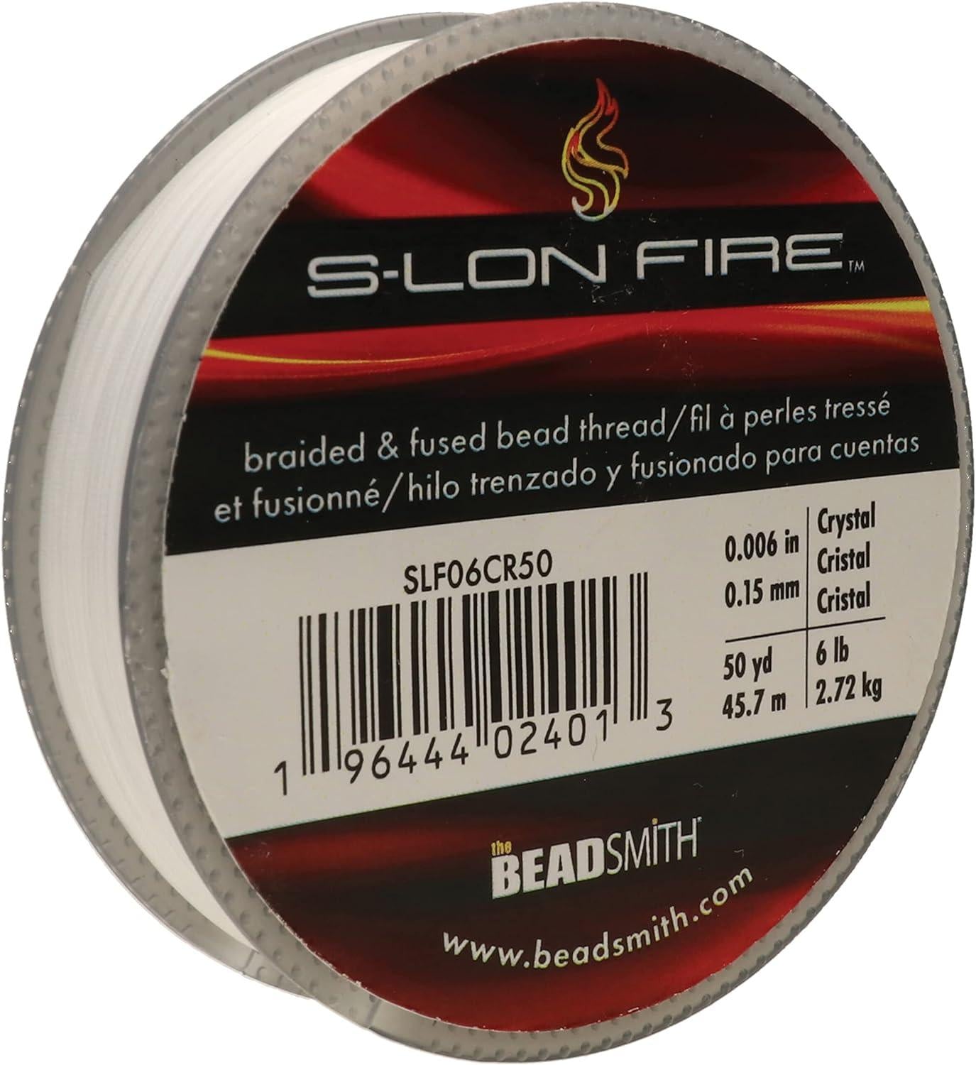 The Beadsmith S-Lon Fire – Braided and Fused Bead Thread – 6lb. Test, 006”/.15mm Diameter, 50 Yard Spool