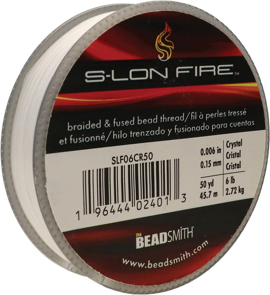 The Beadsmith S-Lon Fire – Braided and Fused Bead Thread – 6lb. Test, 006”/.15mm Diameter, 50 Yard Spool