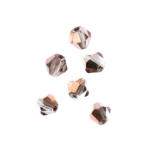 Bicone 2Strand 7in (apx96pcs) 4mm Transparent Crystal with Half Copper Iris