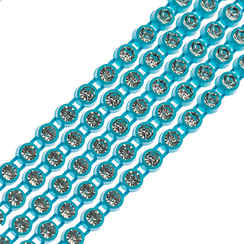 Rhinestone Banding 1yd 1row ss8 Aqua Casing/ Crystal