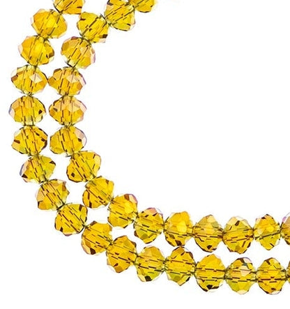 Rondelle 2 Strand 7in (apx78pcs) 4x6mm Transparent Light Amber w/Purple Luster