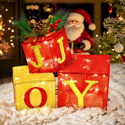 3PCS Christmas Lighted Gift Boxes: Illuminate Your Holiday