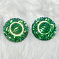 Green turtle resin cabs 25 mm