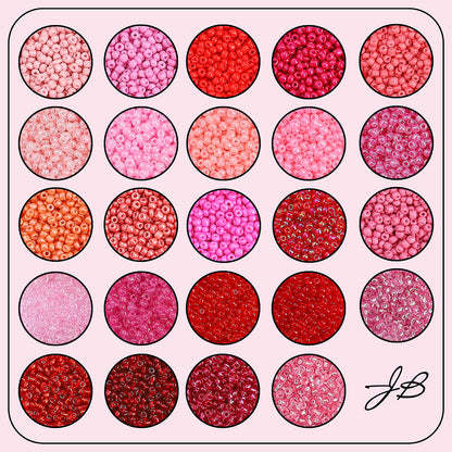 Bead Box - Glass Seed Beads 8/0 apx. 300g 24 Colors Rosy Daydream
