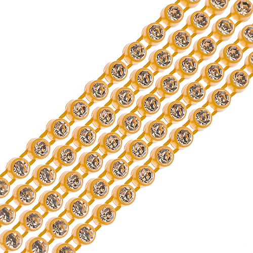 Rhinestone Banding 1yd 1row ss8 Gold Casing/ Crystal