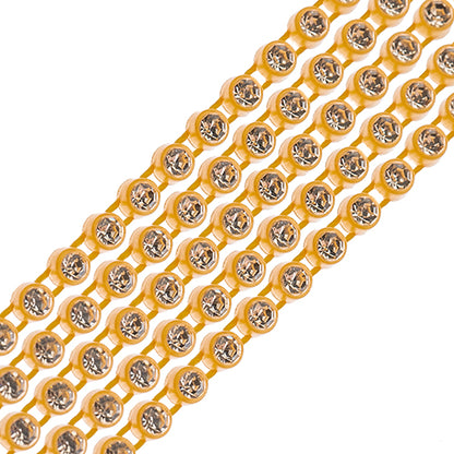 Rhinestone Banding 1yd 1row ss8 Gold Casing/ Crystal