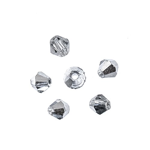 Bicone 2Strand 7in (apx96pcs) 4mm Transparent Half Silver Iris