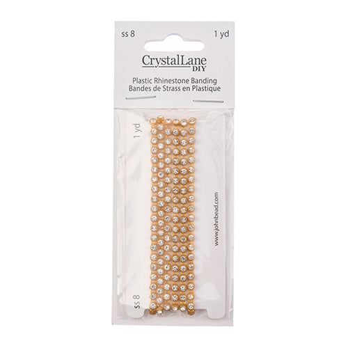 Rhinestone Banding 1yd 1row ss8 Gold Casing/ Crystal