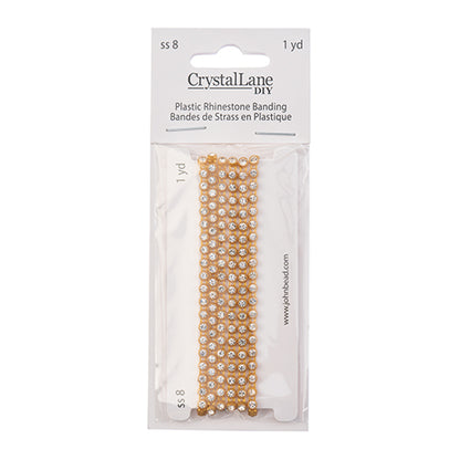 Rhinestone Banding 1yd 1row ss8 Gold Casing/ Crystal