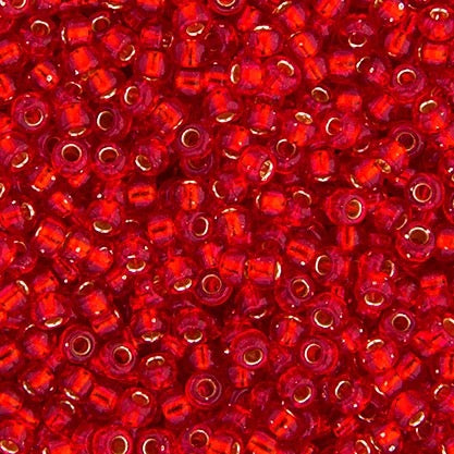11/0 silver Lined Flame Red Silver 22g (0010v)