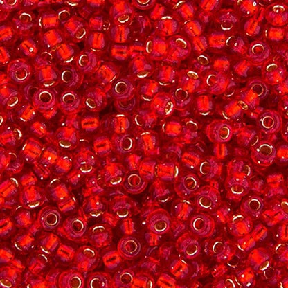11/0 silver Lined Flame Red Silver 22g (0010v)