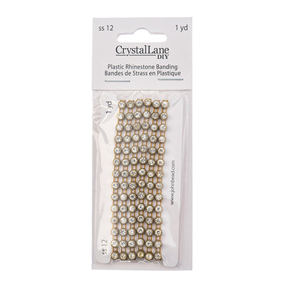 Rhinestone Banding 1yd 1row ss12 Antique Gold Casing/ Crystal