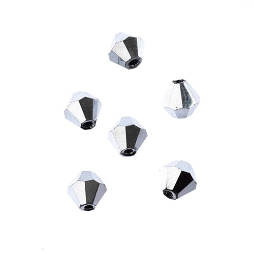 Bicone 2Strand 7in (apx64pcs) 6mm Opaque Silver Iris
