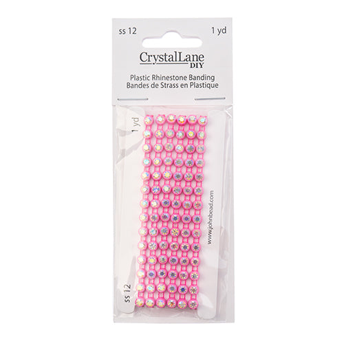 Rhinestone Banding 1yds, Ss12 Pink Casing