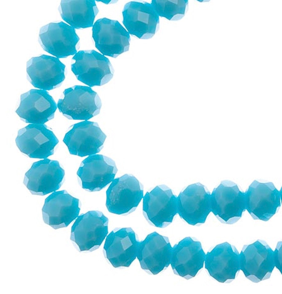John Bead Crys Ln Rondl 7  6x8mm OP Blue