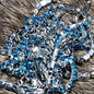Powder blue rhinestone on silver chain