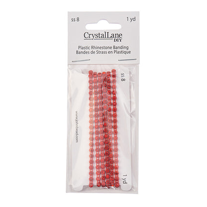 Rhinestone Banding 1yd 1row ss8 Red Casing/ Light Siam
