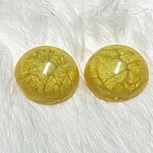 Yellow Golden glitter round cabs 16 mm