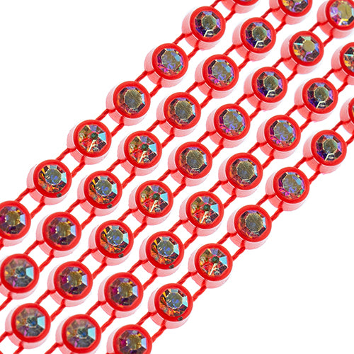 Rhinestone Banding 1yd 1row ss12 Tangerine Casing/ Crystal AB