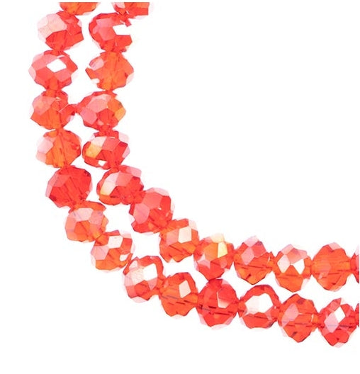Rondelle 2 Strand 7in (apx78pcs) 4x6mm Transparent Red AB