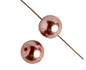Glass round pearl 8mm  2x8" STRUNG LIGHT CHOCOLATE
