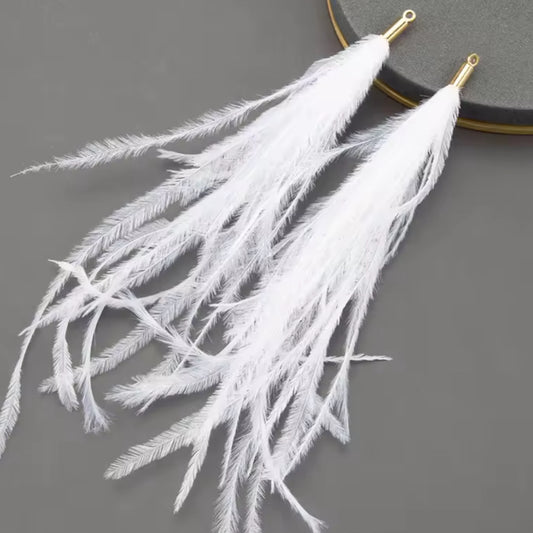 White feather tassels (pair)
