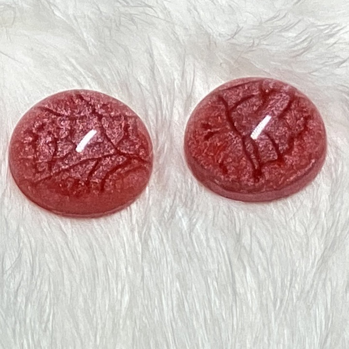 Red glitter round cabs 16mm