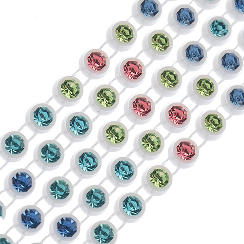 Rhinestone Banding 1yd 1row ss12 White Casing/ Light Multi