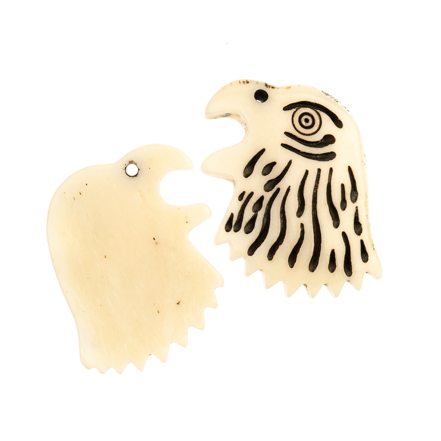 Bone Eagle Head Pendant 2pcs 41x31mm Burnt White finish work on bone