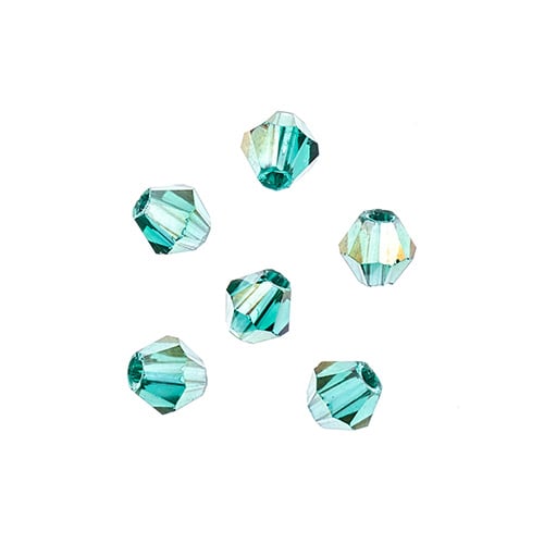 Bicone 2Strand 7in (apx96pcs) 4mm Transparent Dark Green AB
