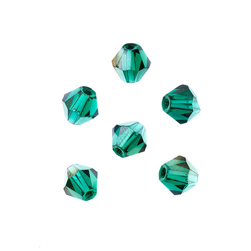 Bicone 2Strand 7in (apx64pcs) 6mm Transparent Dark Green AB