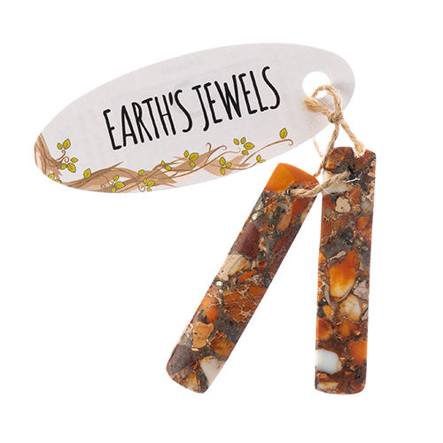 John Bead Earth S Jewels SP Rec Pendant 2pc Orange