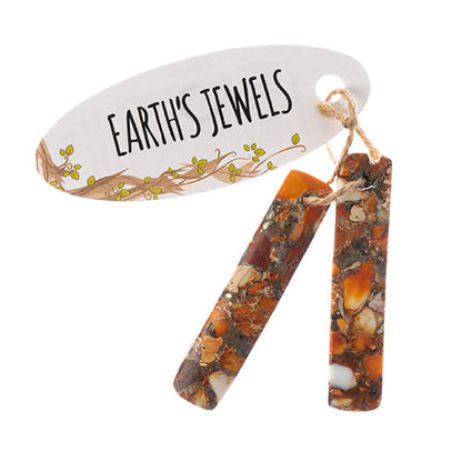 John Bead Earth S Jewels SP Rec Pendant 2pc Orange
