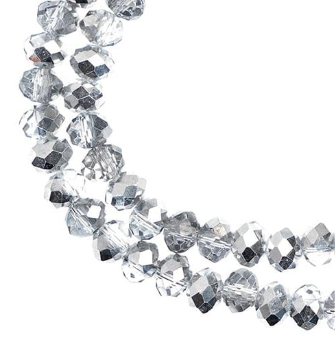 Rondelle 2 Strand 7in (apx78pcs) 4x6mm Transparent Half Silver Iris